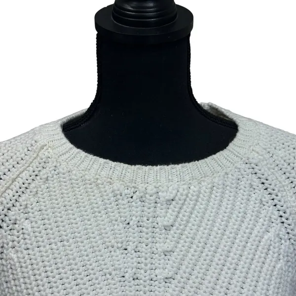 Anthropologie‎ Sweater Women's Small Rosie Neira White Cotton Knit Bell Sleeves - Image 2