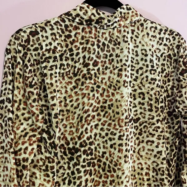 NEW Haute Hippie Tunic Top Sheer Leopard Print Chiffon Boho Modal Popover XS - Image 5