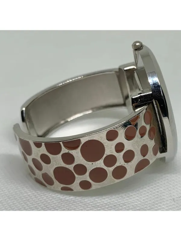 Geneva silver brown tone watch 42mm m quartz analog cuff size 6” running - Image 6