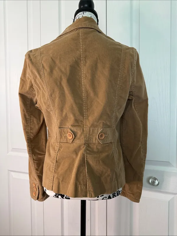 Women’s Tailored Corduroy Blazer Jacket in Tan Size M - Image 5