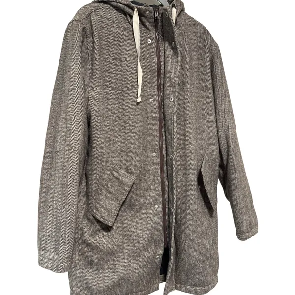 And Now This Brown Herringbone Hooded Coat M Size M - Image 8