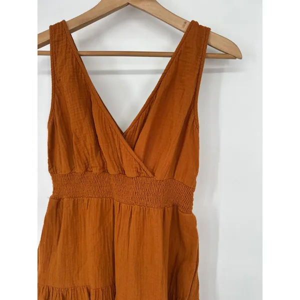 Universal Thread Dress Women XS Rust Orange Boho Tiered Sleeveless Gauze Midi - Image 3