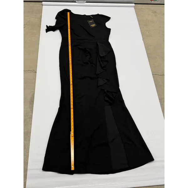 Woosea Black Ruffle Mermaid Evening Gown Asymmetrical Slit Formal Dress size‎ XL - Image 6
