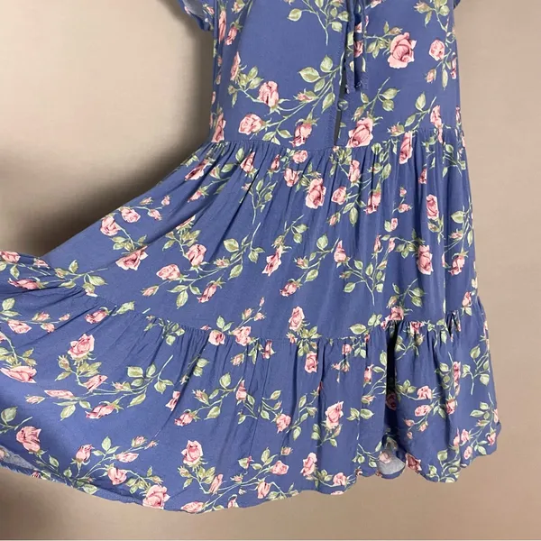 Urban Outfitters Babydoll Dress‎ Floral Mini Button-Up Top Tiered Skirt Feminine - Image 7