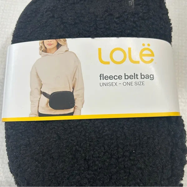 Lole Black Fleece Belt Bag 7.5” X 5.25” Crossbody, Fanny Pack, Zipper - Image 2