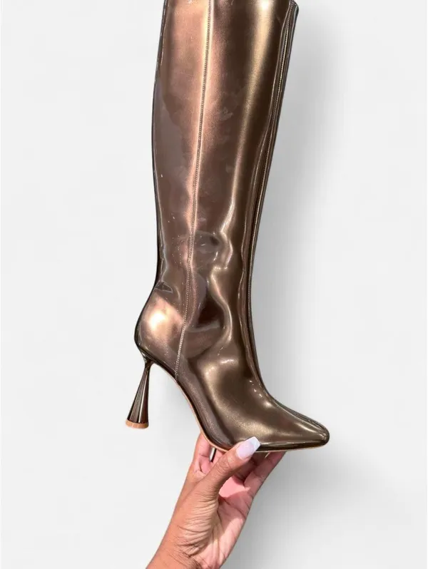 brand new Gianni Bini Metallic Gold Patent Knee High Boots, size 7 - Image 7