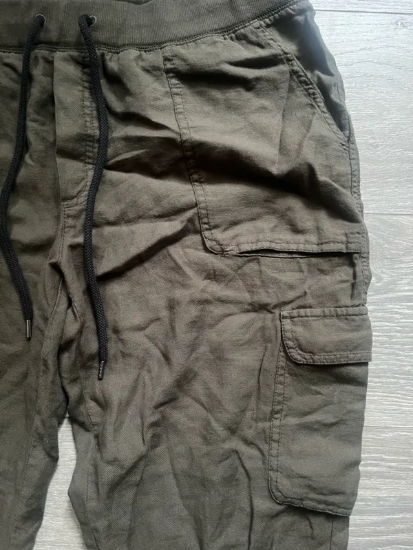 Community Aritzia Olive Army Green 100% Cotton Cargo Joggers Y2K Streetwear L - Image 3