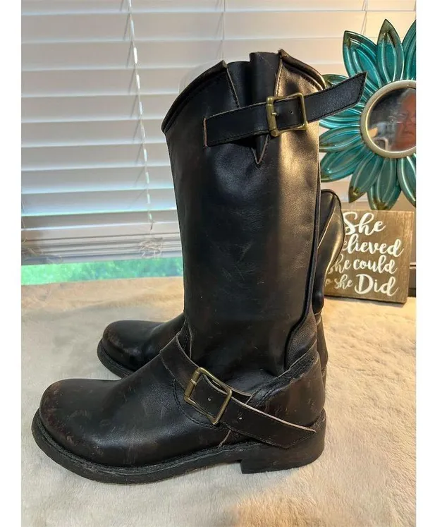 Freebird by Steven Men's Brown Leather Biker Boots Size 10 Mid-Calf - Image 2