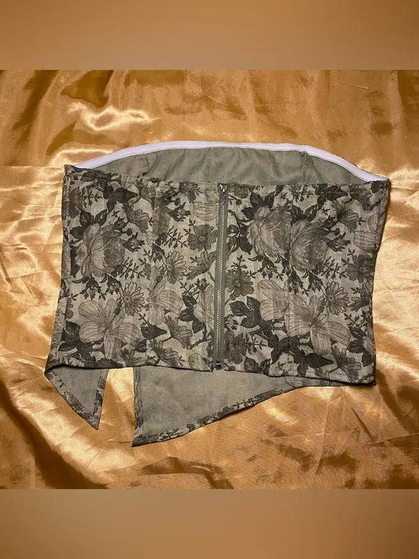 Cider Green Jacquard Floral Split Tube Top - Image 6