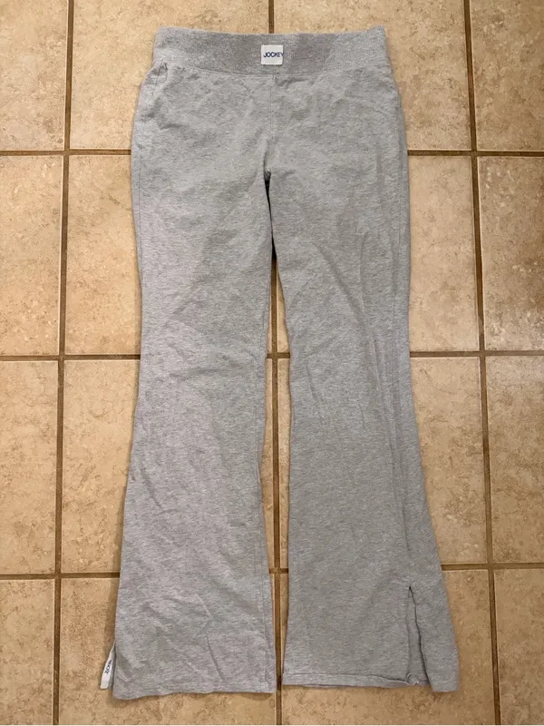 Jockey Gray Foldover Waist Flare Yoga Pants - Image 2