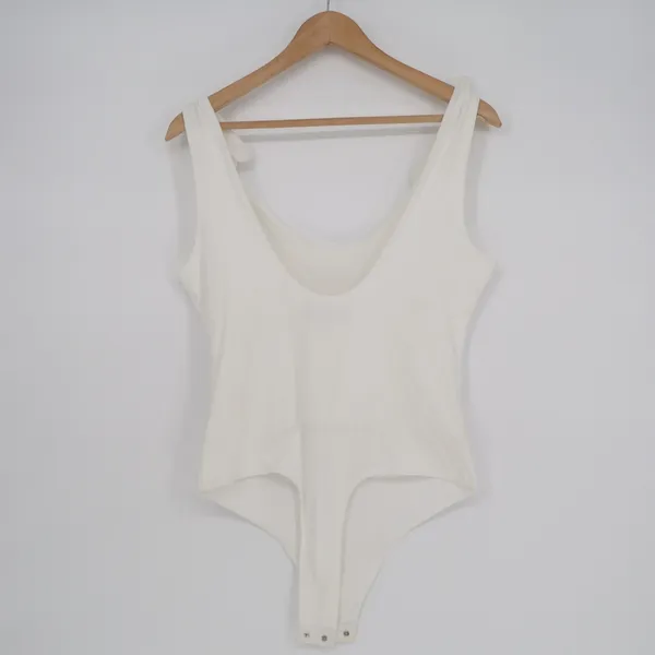 Lulus Pretty Pleased Bodysuit Womens Large White Stretch Tie-Strap One Piece - Image 6