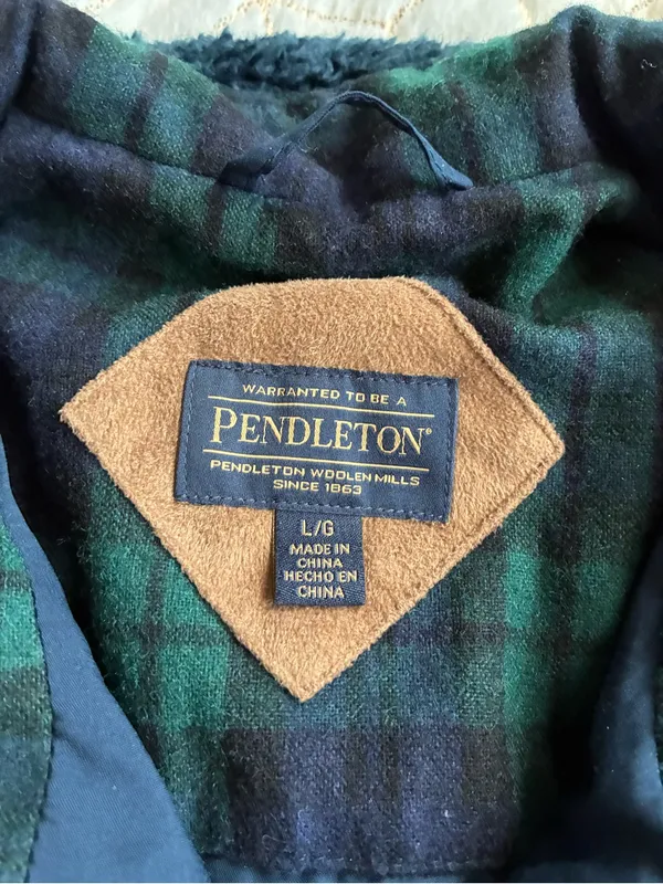Pendleton Navy Plush Sherpa Jacket with Plaid Trim - Image 2