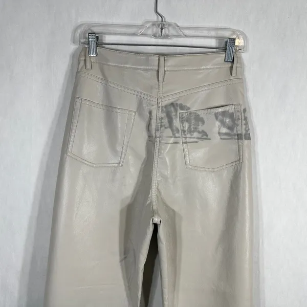 Wilfred Size 10 Faux Leather Pants‎ White Straight Solid High Rise Flawed 1692 - Image 8