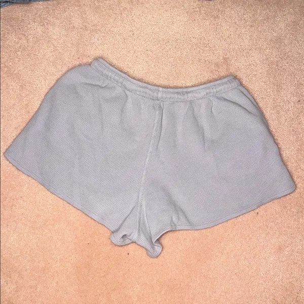 Brandy Melville Waffle Knit Shorts Periwinkle 100% Cotton Pockets Drawstring - Image 5