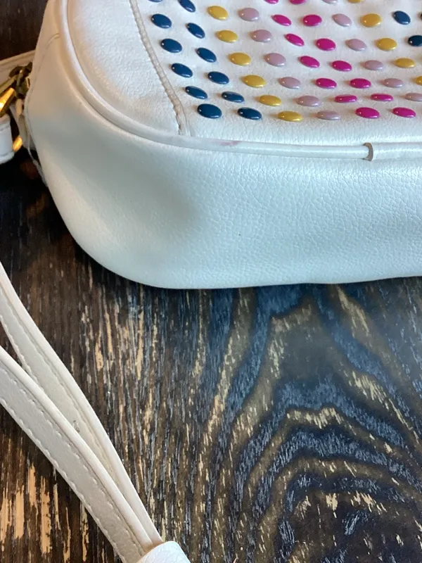 Fossil White Crossbody with Multicolor Studs - Image 4
