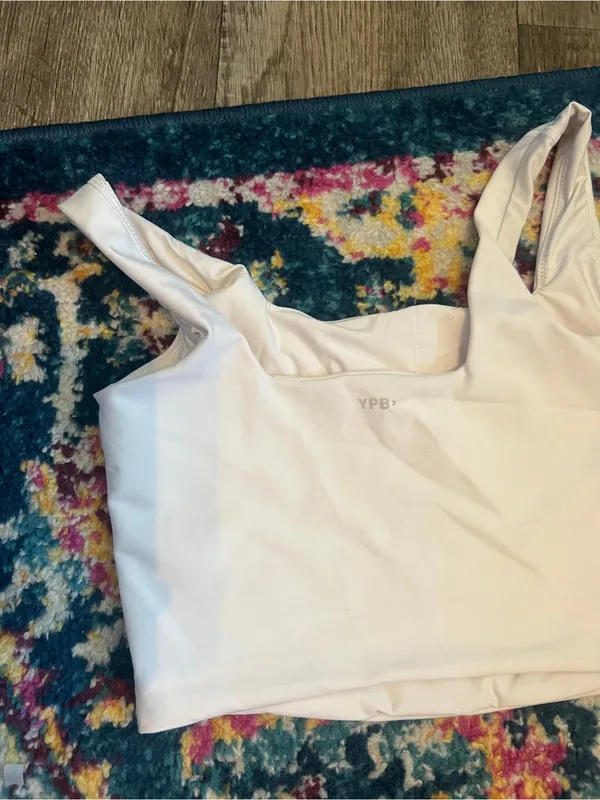 Abercrombie YPB White Square Neck Cropped Tank Top - Image 6
