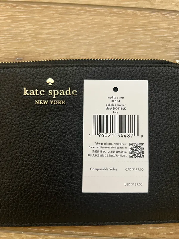 Kate Spade Wristlet Wallet Black Leather - Image 2
