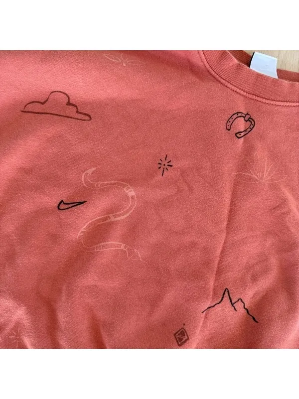 Nike Orange Cropped Sweatshirt Sweater Size Medium - Image 3