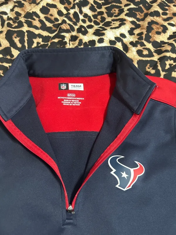 NFL Navy Blue and Red Quarter-Zip Sweater - Image 3
