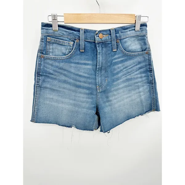 Madewell The Perfect Jean Short Blue 100% Cotton Raw Hem Womens Size 24 HighRise - Image 2