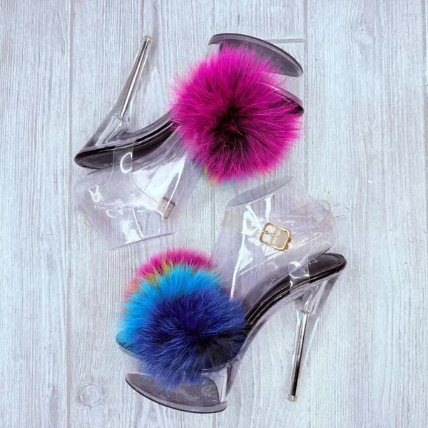 Dolls kill cape Robbin night of my life fluffy clear platform heels size 8 - Image 3
