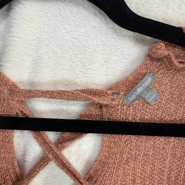 Charlotte Russe S Open Front Cardigan Dusty Rose‎ Lace-Up Back Knit Sweater - Image 6
