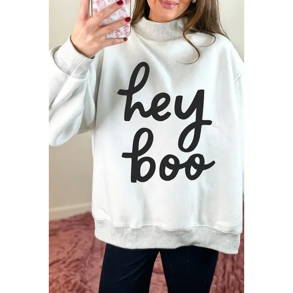 Reversible Halloween Graphic Mock Neck Tunic Sweatshirt - Image 4
