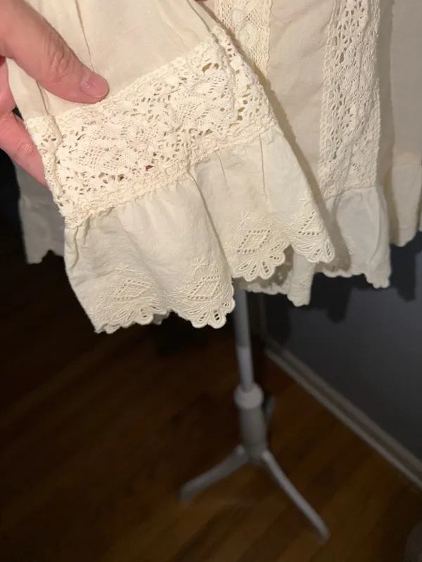 Free People 100% Cotton Cream Lace-Trim Bohemian Tunic - Image 3