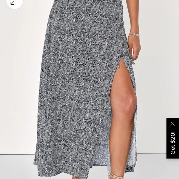 Lulu’s Tempest Navy Blue Print Wrap Maxi Skirt size XS - Image 2