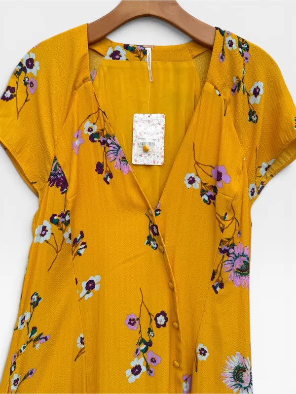 Free People Lost in You Yellow Floral Midi Dress - Image 3