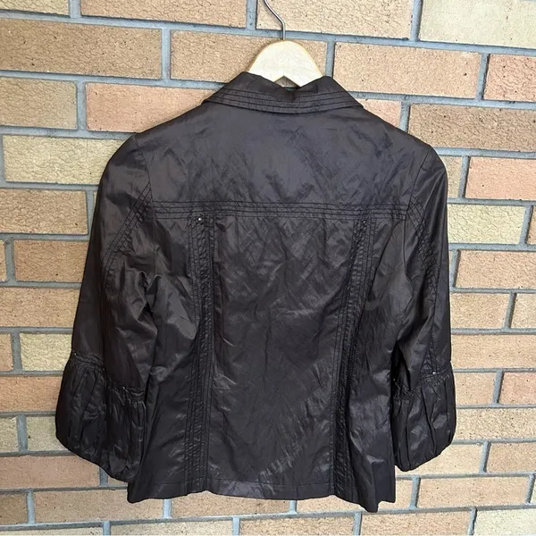 Vintage Christine Phillipe Chocolate Brown Studded Full Zip Jacket Womens Size 2 - Image 2