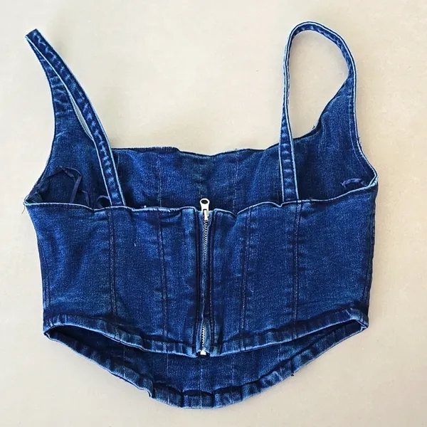 Zara Denim Blue Women's Crop Top Size S - Image 3
