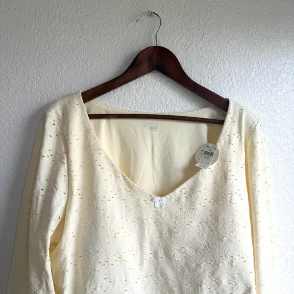 NWT Aerie Offline Womens Top Pale Yellow Floral Cropped Long Sleeve Size XXL - Image 3
