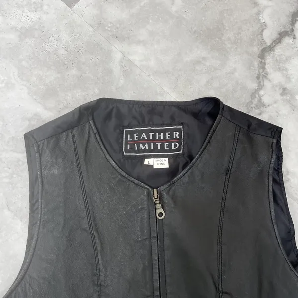 Vintage Leather Limited Vest Black Zipper Closure‎ Women's Size Large L - Image 3