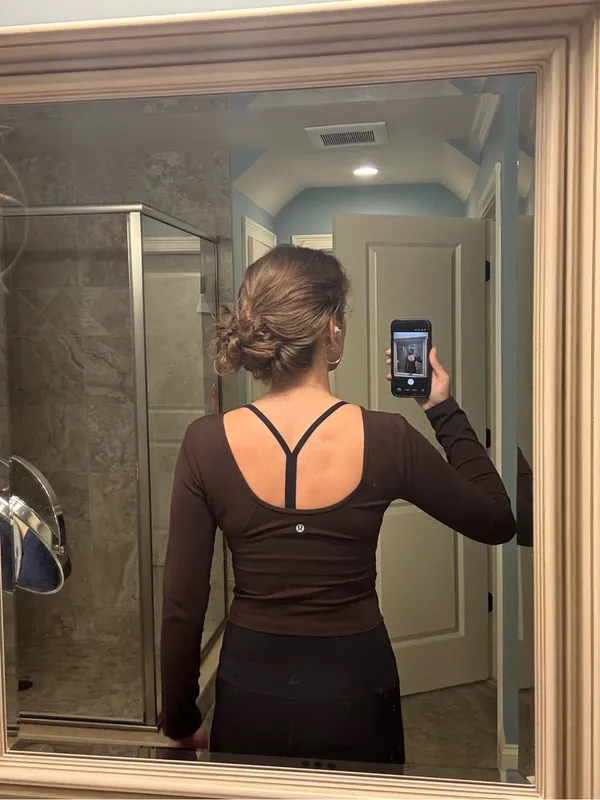 lululemon athletica Long Sleeve V-Neck Top in Dark Brown - Image 2
