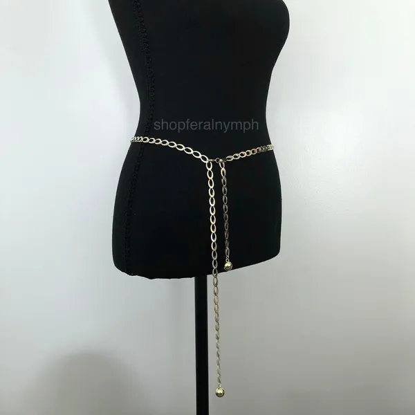 Y2K Minimalist Gold Oval Link Chain Belt, Fits Up to 42.5 Inches, X7GA1184 - Image 4
