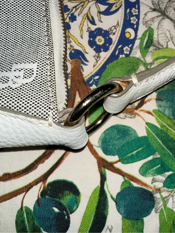 Dooney & Bourke Gray and White Logo Jacquard Tassel Shoulder Bag - Image 4