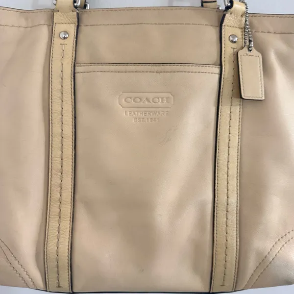 Coach Tan Leather Tote with Double Straps - Image 6
