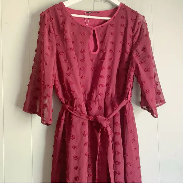 BLOOMCHIC Women's Swissdot Midi Dress New no tags 12 - Image 2