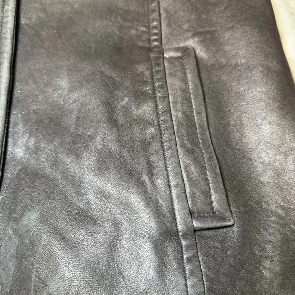 Gallery Womens Size Large Black Genuine Leather Jacket Button Front Blazer - Image 7
