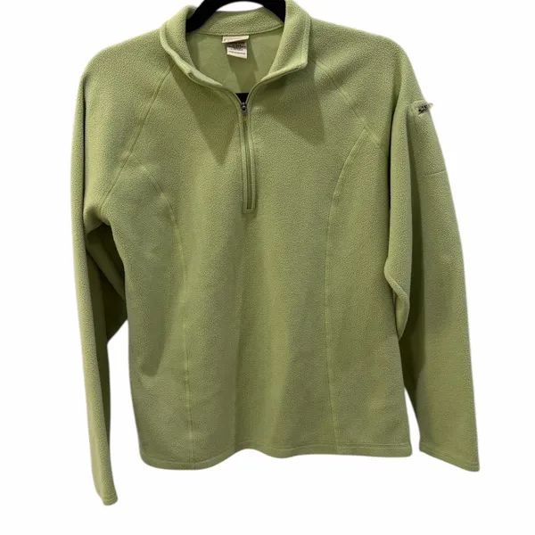 L.L. Bean Lime Green quarter-zip fleece pullover Sweater M Gorpcore Cabincore - Image 3