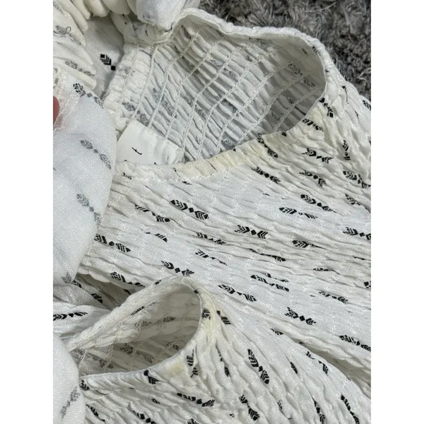 Lost + Wander Womens Size S White Boho Smocked Mini Dress Spaghetti Strap Tassel - Image 12