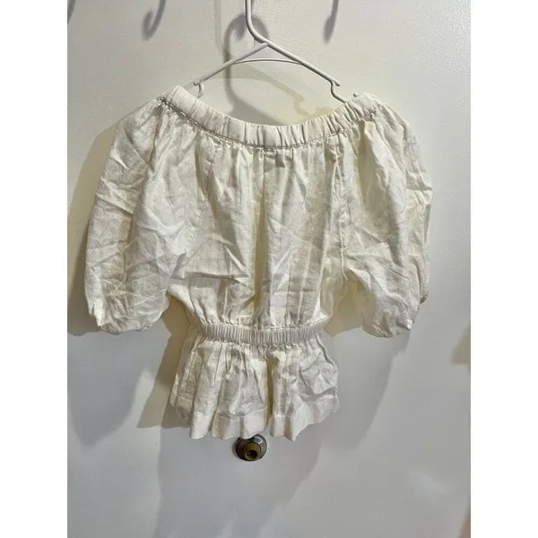 Abercrombie & Fitch Women XS Linen Blend Peplum Top Boho Cottage Boho Chic - Image 7