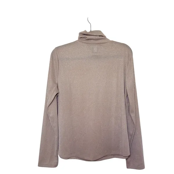 Gap XL Ribbed Metallic Beige‎ Shimmer Turtleneck Quiet Luxury 90s Minimalist - Image 2