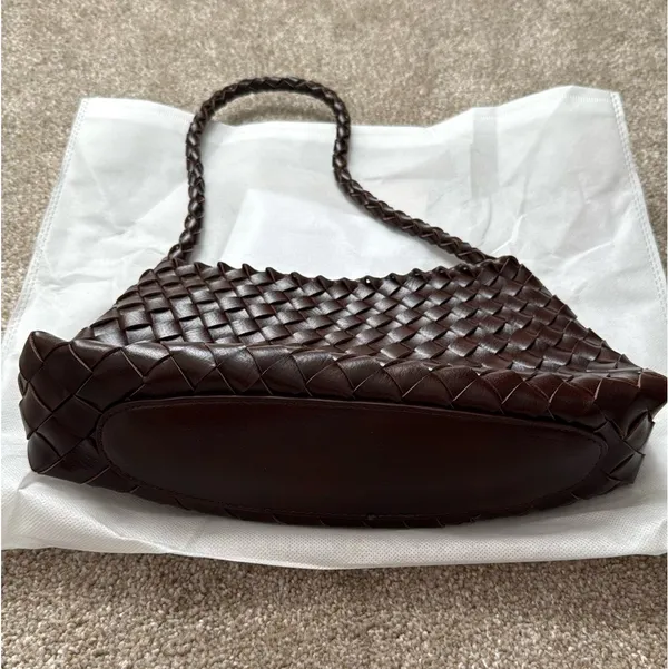 Woven Shoulder Handbag Brown - Image 2
