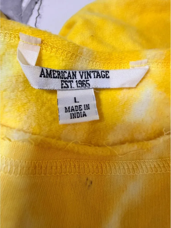 American Vintage Myrtle Beach Tie Dye Sweatshirt Women L Yellow Gray - Image 4
