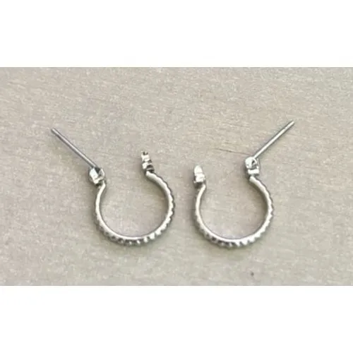 Small sterling silver‎ twisted rope hoop hinged snap closure Earring - Image 3