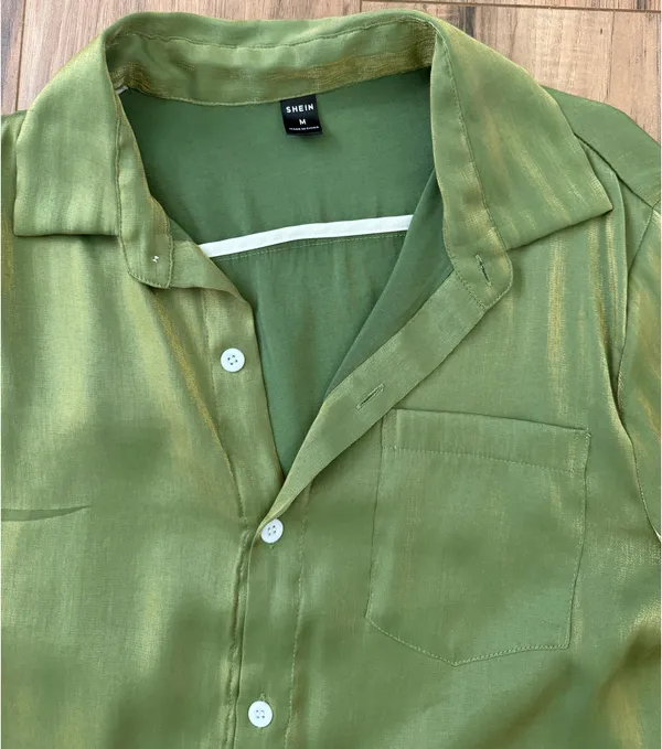 Shein Green Button Down Blouse - Image 3