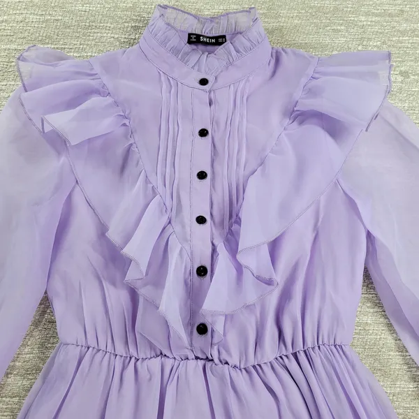Shein‎ Prairie Dress Womens XS Lavender Cottage Flowy Lined Victorian Coquette - Image 13