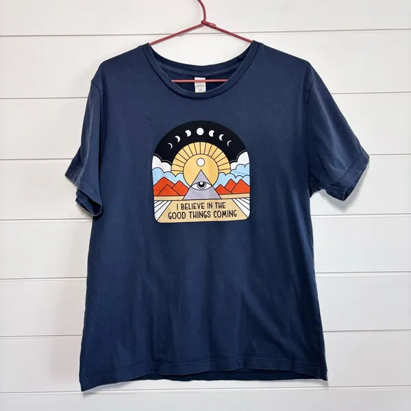 Alternative All‎ Seeing Eye Youth T-Shirt Navy Graphic T-Shirt with Positive Message Size M - Image 2